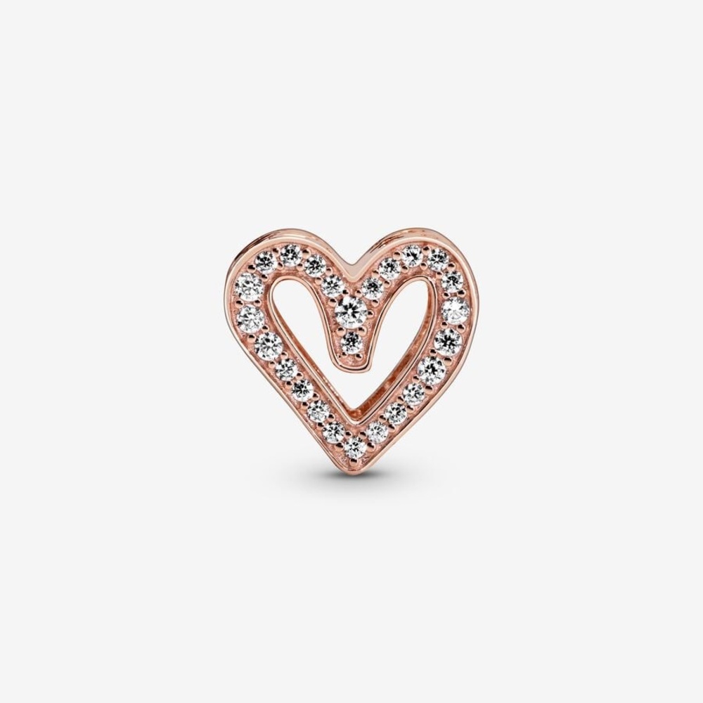 🐘🐘 14K Rose Gold Plated Sterling Silver Freehand Heart Charm - Picture 4 of 12